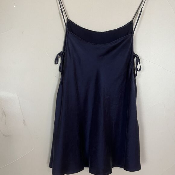 Victoria's Secret 100% SILK Classic Baby Doll Lingerie Chemise, Navy Blue Sz M - Picture 8 of 10